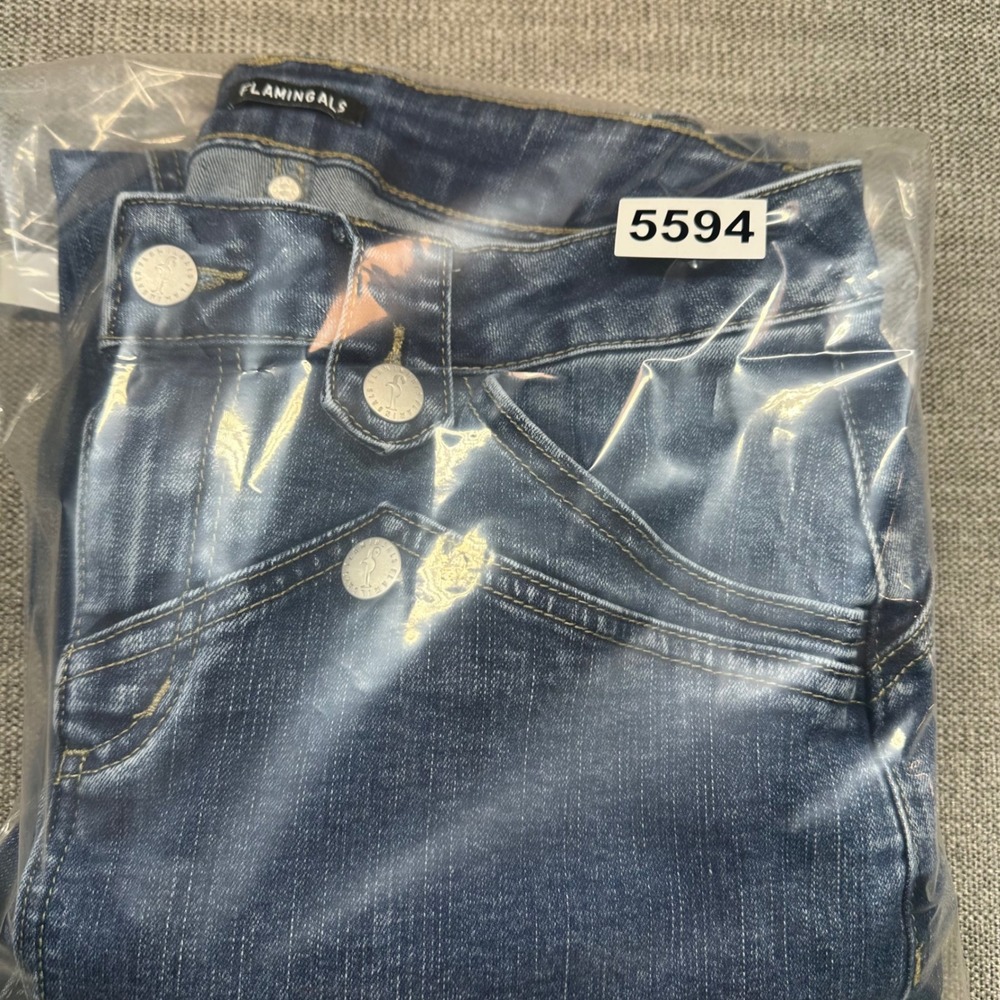 Flamingals Jeans Women L Blue Western Y2K Straight Leg Denim - Picture 10 of 10